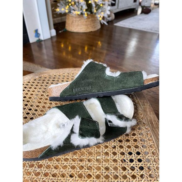 NEW Birkenstock Arizona Shearling Suede Leather Size 38 - Picture 8 of 9